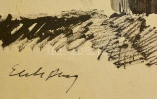 Elekfy jelzéssel: Fasor. Lavírozott tus, papír, üvegezett keretben, 23×31 cm