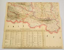 cca 1910 Magyarország vármegyéi. Nagyméretű Magyarország térkép 5 db vászon térkép részlete, 8-12. s...