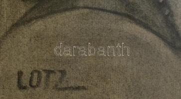 Lotz jelzéssel: Női portré. Szén, papír, üvegezett keretben, 42×34 cm