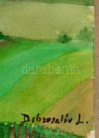 Dobroszláv jelzéssel: Kilátás a falura. Akvarell, papír, üvegezett keretben, 29×39 cm