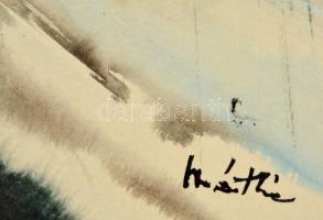 Máthé jelzéssel: Székely falu, akvarell, papír, paszpartuban, 50×35 cm