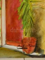 Nádler jelzéssel: Mediterrán ház részlet. Akvarell-tus, papír, üvegezett keretben, 29×40 cm