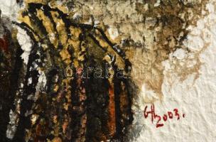 Ghyczy Csongor (?- ): Gazda pulival, akril, merített papír, jelzett, 30×40 cm