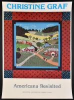 cca 1980 Christine Graf kiállítás plakát, a művész saját kezű aláírásával, 61,5x44 cm / Christine Graf folk art exhibition poster, Americana Revisited, signed, 61,5x44 cm
