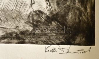 Keszi Dávid (?- ): A tükör, rézkarc, papír, jelzett, számozott (1/1), paszpartuban, 15×23,5 cm