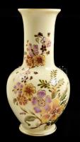Zsolnay virág mintás váza, kézzel festett, jelzett, hibátlan, m: 26 cm