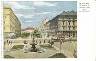 Budapest VI. Gyár utca (Liszt Ferenc tér), Andrássy út, omnibusz, üzletek. W. Haertel VII/1. No. 519. Erdélyi felvétele után (EK)