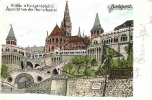 Budapest I. Kilátás a Halászbástyáról. litho (apró szakadás / tiny tear)
