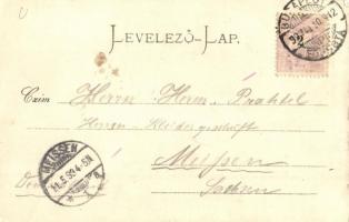 1899 Budapest, látkép, rakpart, gőzhajó, Mátyás templom (EK)