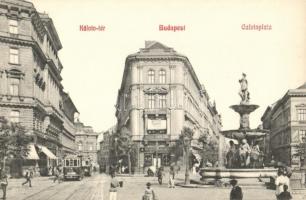 Budapest IX. Kálvin tér, villamos, Magyar Lámpagyár, üzletek