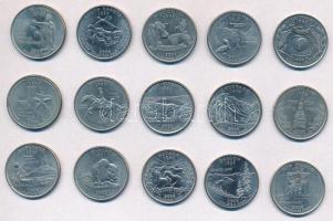 Amerikai Egyesült Államok 1999-2008. 25c Cu-Ni "50 állam" (15xklf) T:2
USA 1999-2008. 25 ...