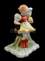 Herendi figurális könyvtámasz párban, kézzel festett, jelzett, hibátlan, m: 18 cm (2×)