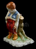 Herendi figurális könyvtámasz párban, kézzel festett, jelzett, hibátlan, m: 18 cm (2×)