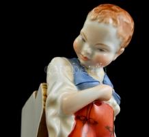 Herendi figurális könyvtámasz párban, kézzel festett, jelzett, hibátlan, m: 18 cm (2×)