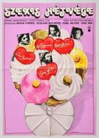 1982 Miklós Károly (?-?): Szexis hétvége (Sunday Lovers) filmplakát, hajtásnyommal, 57x40,5 cm