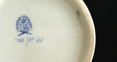 Herendi virágmintás váza, kézzel festett, jelzett, apró kopásokkal, m: 20,5 cm