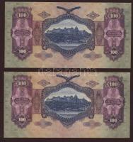 1930. 100P(2x) egymásutáni sorszámozással, sorozatszám utolsó betűje felfelé csúszva, az egyik hátla...