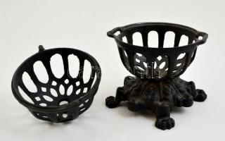 Régi öntöttvas gombolyag tartó, m: 13 cm