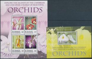 Orchids minisheet + block, Orchideák kisív  + blokk