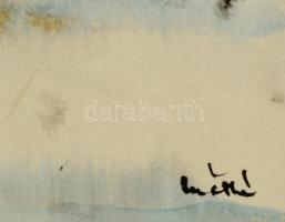 Máthé jelzéssel: Téli erdő, akvarell, papír, jelzett, paszpartuban, üvegezett fa keretben, 41×22 cm