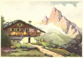 5 db régi olasz művészlap, Chiesa aláírásával / 5 pre-1945 Italian art postcards with the signatures...