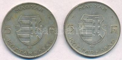 1947. 5Ft Ag "Kossuth" (2x) T:2,2- patina, ph