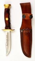 Muela Bowie Toledo kés, réz-fa markolattal, eredeti bőr hüvellyel, jelzett, h:19,5 cm