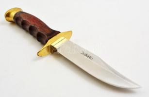 Muela Bowie Toledo kés, réz-fa markolattal, eredeti bőr hüvellyel, jelzett, h:19,5 cm