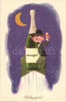 11 db főleg modern karácsonyi és újévi üdvözlőlap (Képzőművészeti Alap) / 11 mostly modern Christmas...