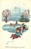 11 db főleg modern karácsonyi és újévi üdvözlőlap (Képzőművészeti Alap) / 11 mostly modern Christmas...