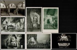 Budapest XI. Gellért-hegyi lourdesi barlang, Magyarok Nagyasszonya sziklatemplom - 7 db régi képeslap, belsők