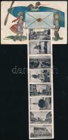 2 db modern budapesti városképes lap és 1 régi Nagykanizsa leporellólap / 2 modern Hungarian town-vi...