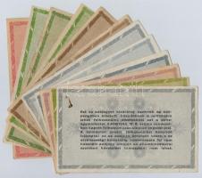 1946. 12db-os vegyes magyar adópengő bankjegy tétel, közte fordított címeres T:III,III-