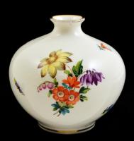 Óherendi virágos kis váza, kézzel festett, jelzett, kis kopásokkal, m: 10 cm