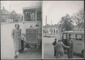 cca 1930-1940 Gy.S.E.V. autóbuszok úton és műhelyben, 3 db későbbi előhívás, hátoldalon feliratozva, 18x12 cm