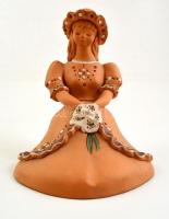 Fábián Zója (1949-2004): Kalapos lány. Festett kerámia, jelzett, nagyon apró lepattanással, m:22 cm,...