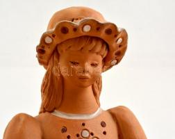 Fábián Zója (1949-2004): Kalapos lány. Festett kerámia, jelzett, nagyon apró lepattanással, m:22 cm,...