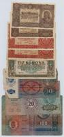1912-1923 8db-os vegyes magyar korona bankjegy tétel, közte felülbélyegzettek is T:III,III-,IV