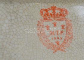 MTP porcelán könyv alakú bonbonier, réz angyalkás díszítéssel, matricás, jelzett, kis kopásokkal, m:...