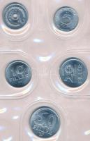 1977. 2f-10Ft (9xklf) "Magyar Népköztársaság" forgalmi érméi sötétzöld műbőrtokban T:1