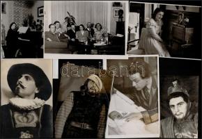Kb. 50 db színházi fotó, részben pecséttel jelzett, 8x11 és 11x17 cm közötti méretekben