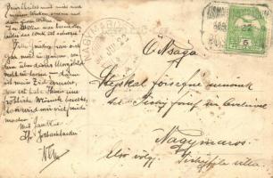 1908 Kismaros, Morgó-völgy, kastély. Kézzel festett egyedi képeslap / Hand-painted custom made postc...