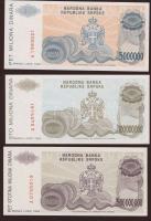 Bosznia Hervegovina/Szerb Köztársaság 1993. 5000D, 50.000D, 100.000D, 1000.000D, 5000.000D, 10.000.0...