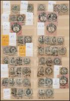 1873-1887 magyar okmánybélyegek típusonként válogatva, fogazat variációkkal 2 berakólapon