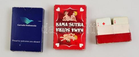 Kis kártya tétel: Kama Sutra francia kártya + Indonézia francia kártya + 2 pakli Piatnik mini kártya