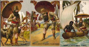 Csokoládé-képecskék, 5 részes litho Robinson / Schokolade-Bilder, Robinson-Serie, 5-teilig, col. Litho