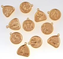 DN Asztrológiai jegyeket ábrázoló aranyozott fém medálok (12xklf) T:1-