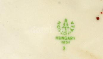 Hollóházi virágos füles váza, matricás, jelzett, apró kopásokkal, m: 36,5 cm