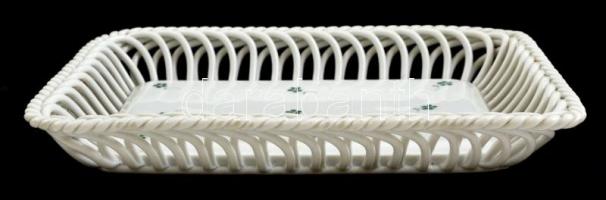 Herendi porcelán fonott, áttört tál, jelzett, hibátlan, 13,5x19 cm