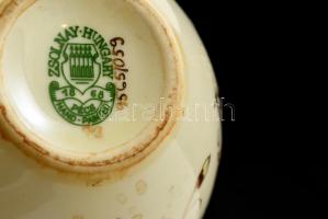 Zsolnay porcelán búzavirág  mintás váza, kézzel festett, jelzett, hibátlan, m: 13 cm